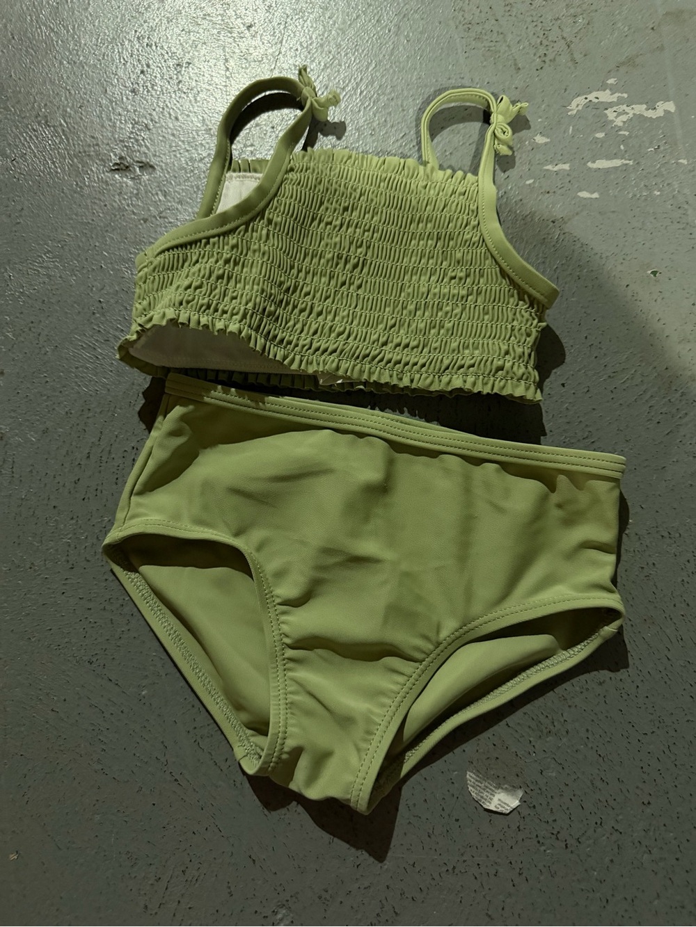 Old Navy Olive Green Smocked Tankini Set - Kids Swim